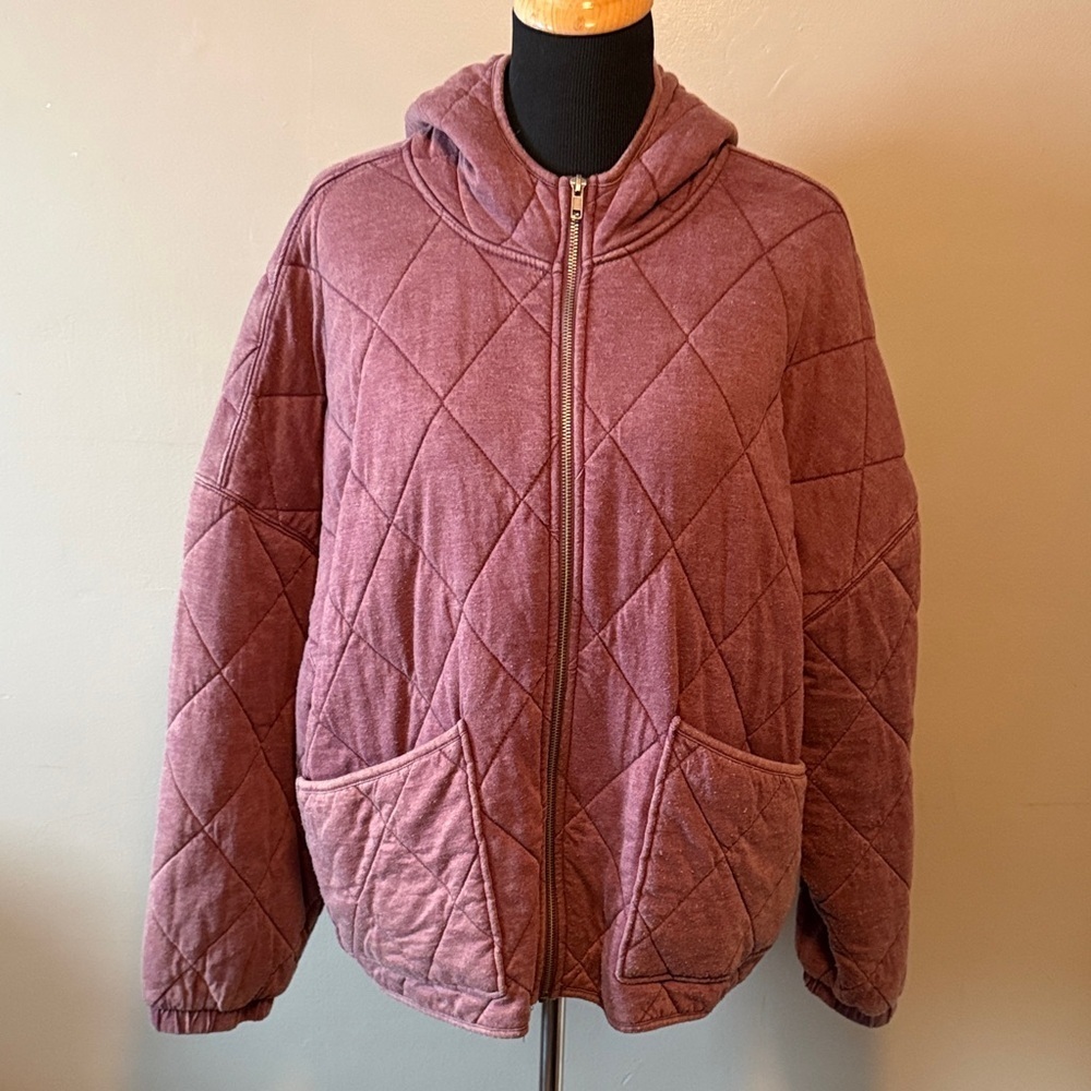 Wild Fable Quilted Purple Mauve Hooded Jacket Sz XXL